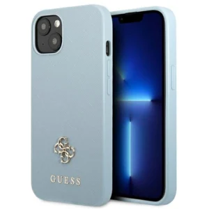 Guess Saffiano 4G Small Metal Logo case for iPhone 13 mini - blue