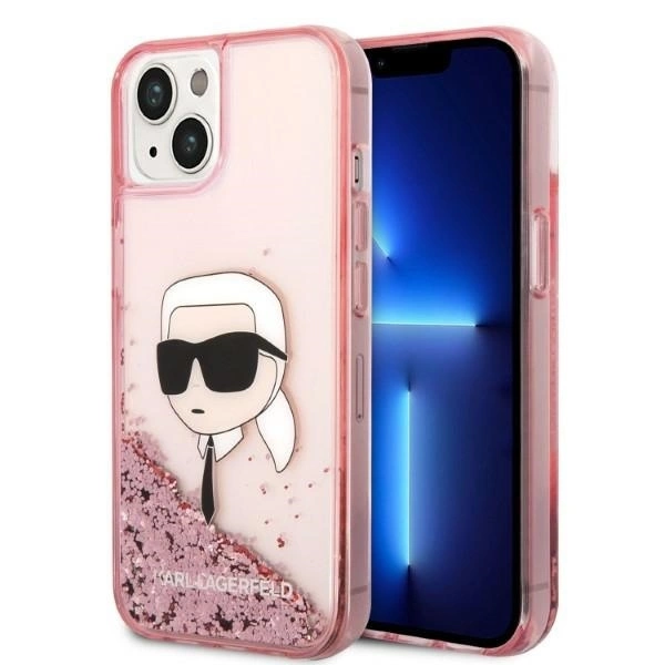 Karl Lagerfeld Glitter Karl's Head case for iPhone 14 Plus - pink