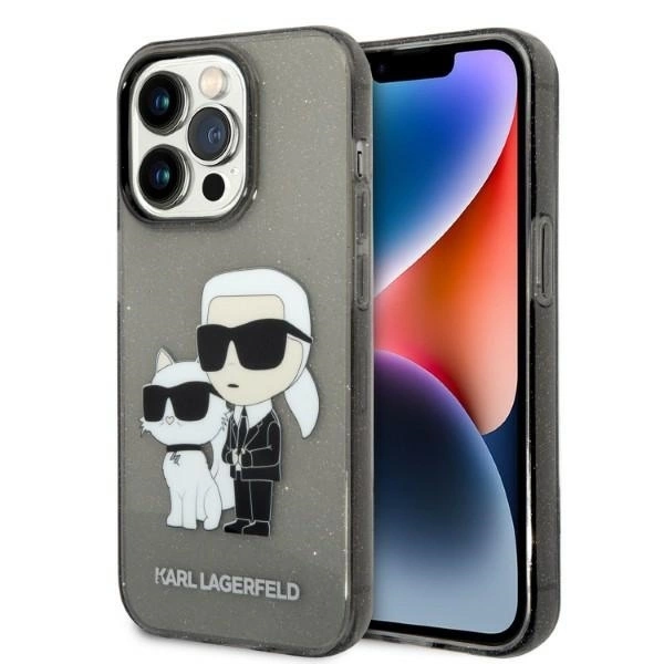 Karl Lagerfeld Glitter Karl&Choupette case for iPhone 14 Pro Max - black