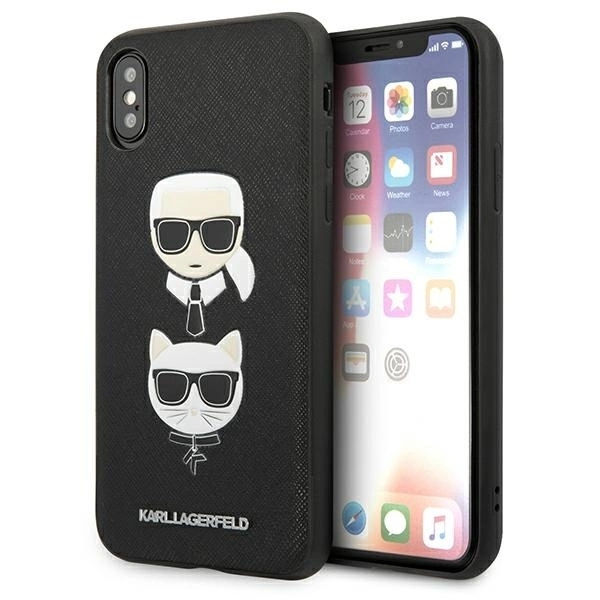 Karl Lagerfeld Saffiano Karl&Choupette Head case for iPhone X/XS - black