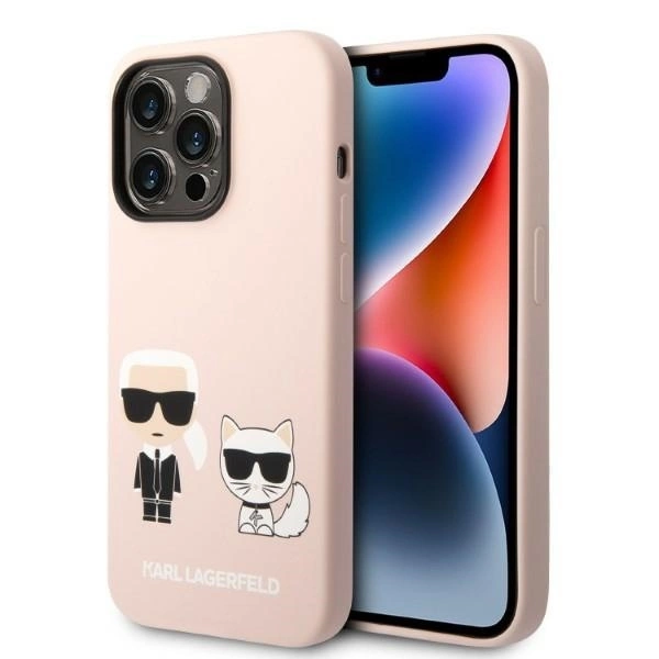 Karl Lagerfeld KLHMP14XSSKCI iPhone 14 Pro Max 6.7" hardcase light pink/light pink Silicone Karl & Choupette Magsafe