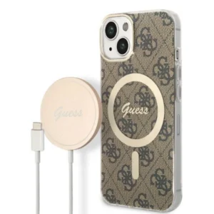 Set Guess GUBPP14MH4EACSW Case+ Charger iPhone 14 Plus 6.7" brown/brown hard case 4G Print MagSafe