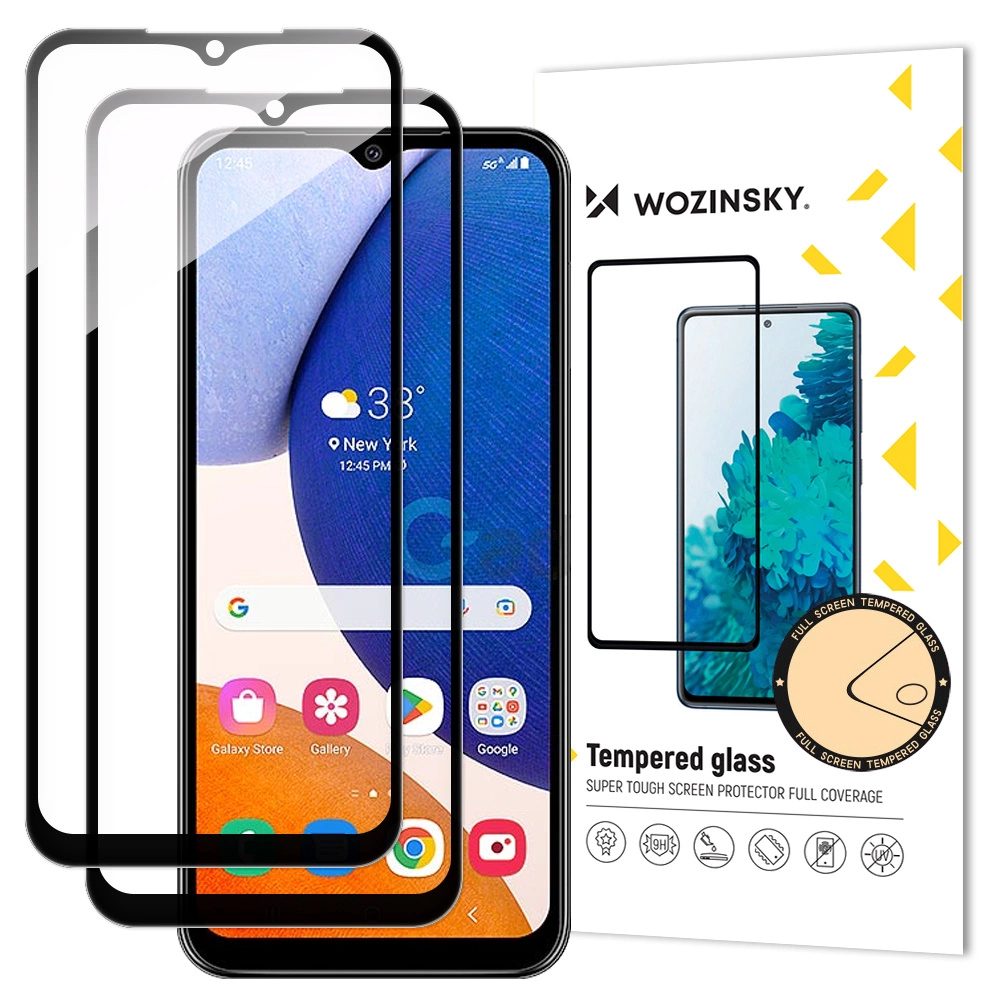 Wozinsky 2x Full Glue Tempered Glass Samsung Galaxy A14 5G / A14 9H Full Screen Tempered Glass with Black Frame