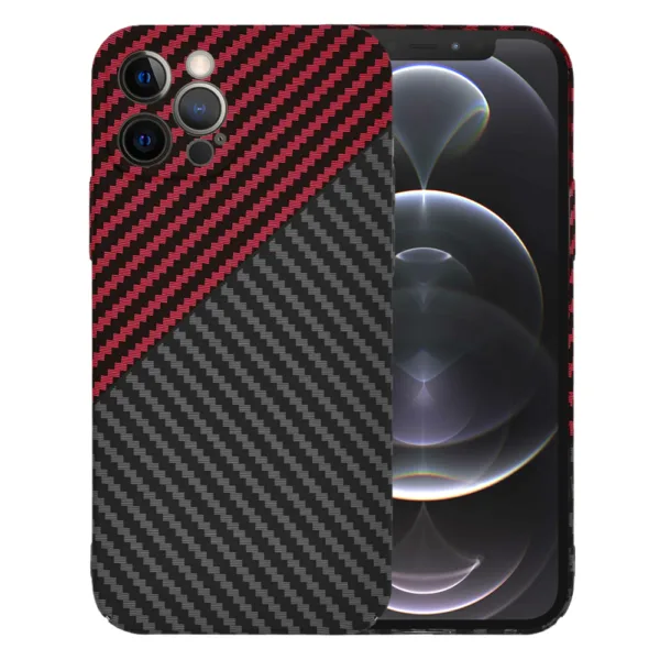 Techsuit - Carbonite FiberShell - iPhone 12 Pro - Red Vortex