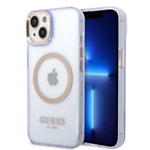 Guess GUHMP14SHTCMU iPhone 14 6.1" purple/purple hard case Gold Outline Translucent MagSafe