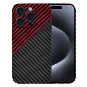 Techsuit - Carbonite FiberShell - iPhone 15 Pro - Red Vortex