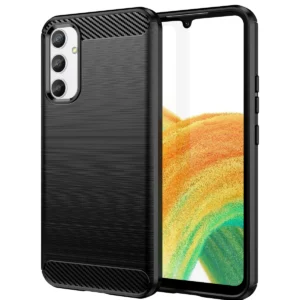 Carbon Case case for Samsung Galaxy A34 5G flexible silicone carbon cover black