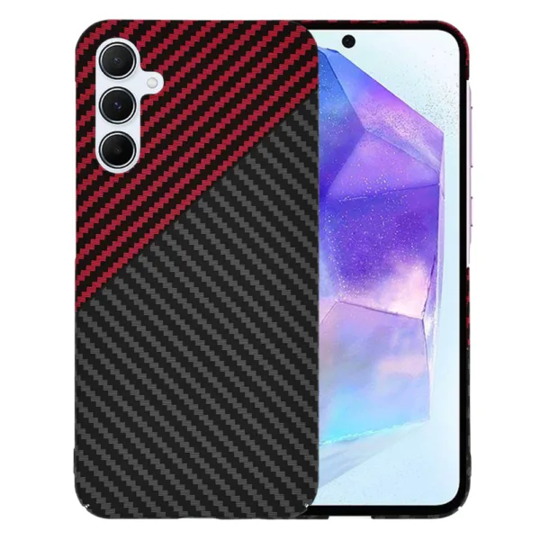 Techsuit - Carbonite FiberShell - Samsung Galaxy A55 5G - Red Vortex