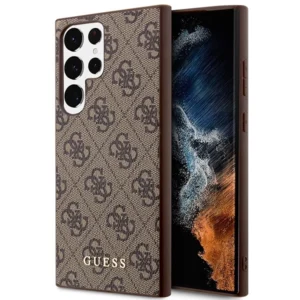 Guess GUHCS23LG4GFBR S23 Ultra S918 brown/brown hard case 4G Metal Gold Logo