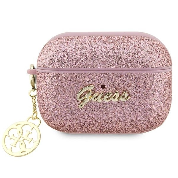 Guess GUAP2GLGSHP AirPods Pro 2 cover pink/pink Glitter Flake 4G Charm