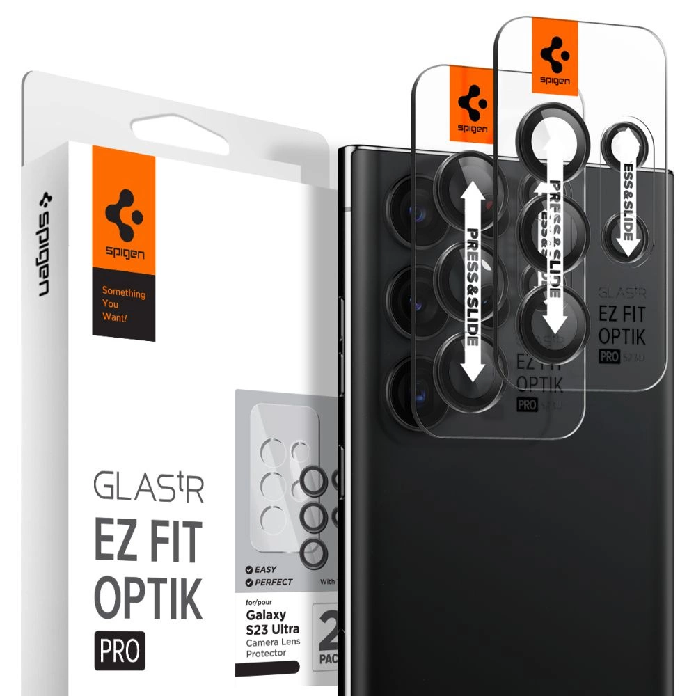 Spigen Glas.tR EZ Fit Optik Camera Protector for Samsung Galaxy S23 Ultra - Black 2 pcs.