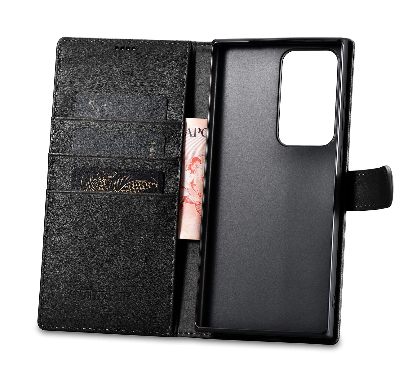 iCarer Wallet Case for Samsung Galaxy S23 Ultra leather case wallet black