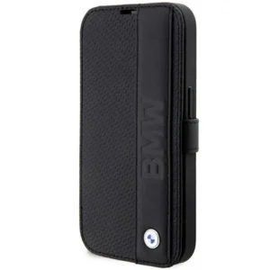 Case BMW BMBKP14L22RDPK iPhone 14 Pro 6.1" black/black bookcase Leather Textured&Stripe