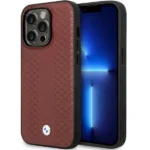 Case BMW BMHCP14L22RFGR iPhone 14 Pro 6.1" Burgundy/burgundy Leather Diamond Pattern