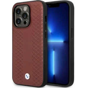 Case BMW BMHCP14L22RFGR iPhone 14 Pro 6.1" Burgundy/burgundy Leather Diamond Pattern