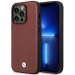 Case BMW BMHMP14L22RFGR iPhone 14 Pro 6.1" Burgundy/burgundy Leather Diamond Pattern MagSafe