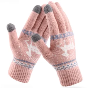 Techsuit - Touchscreen Gloves Raindeer (ST0002) - Wool - Pink