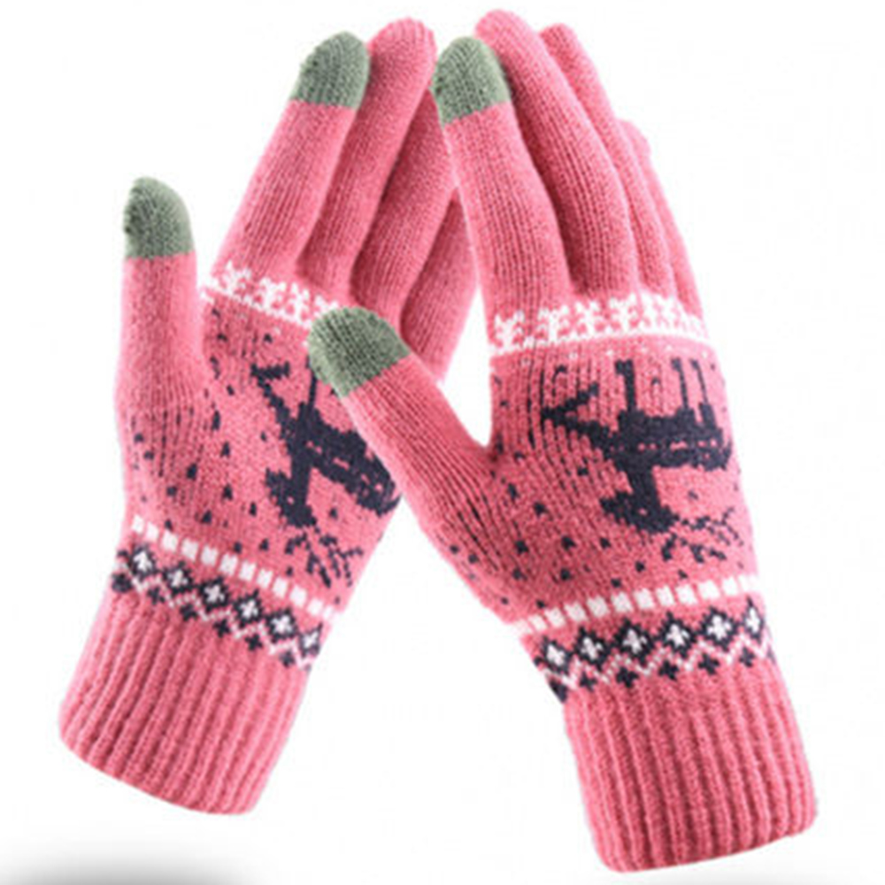 Techsuit - Touchscreen Gloves Raindeer (ST0002) - Wool - Dark Pink