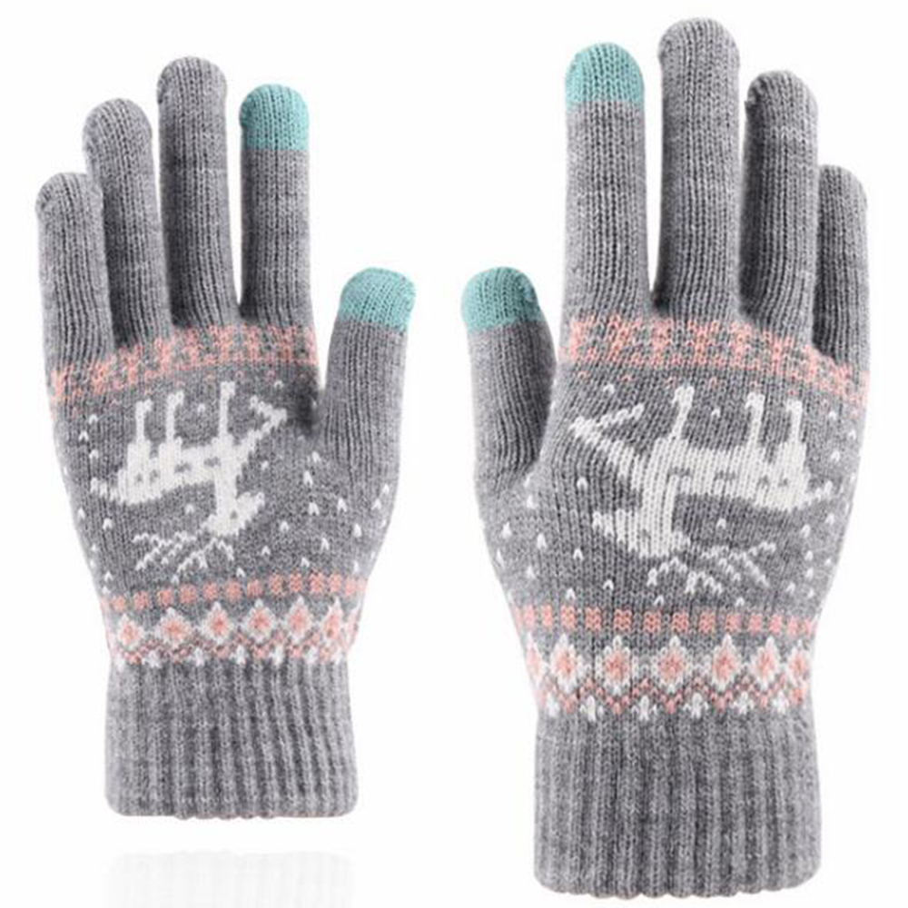 Techsuit - Touchscreen Gloves Raindeer (ST0002) - Wool - Gray