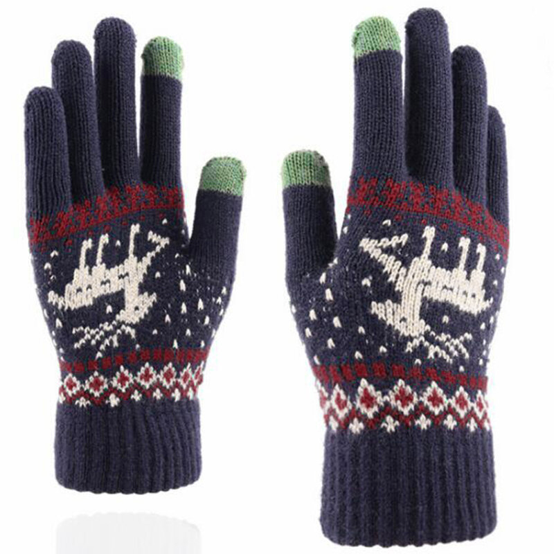 Techsuit - Touchscreen Gloves Raindeer (ST0002) - Wool - Blue