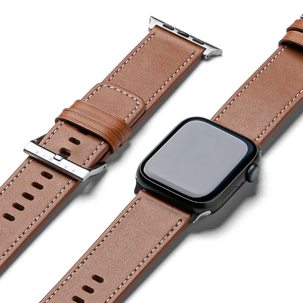 Ringke - Leather One Basic Bold - Apple Watch 1/2/3/4/5/6/7/8/9/10/SE/SE 2/Ultra/Ultra 2 (42/44/45/46/49mm) - Brown