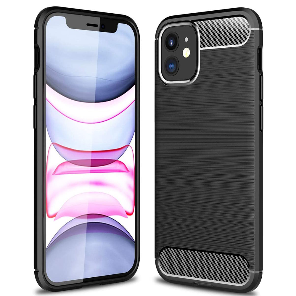 Techsuit - Carbon Silicone - iPhone 12 / iPhone 12 Pro - Black