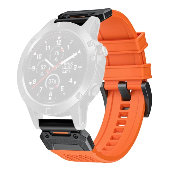 Techsuit - Watchband QuickFit 26mm (W068) - Garmin Fenix 3/3 HR/5X/5X Plus/6X/6X Pro/7X/7X Pro Solar - Orange / Black