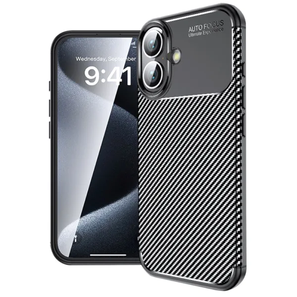 Techsuit - CarbonFiber - iPhone 16 - Black