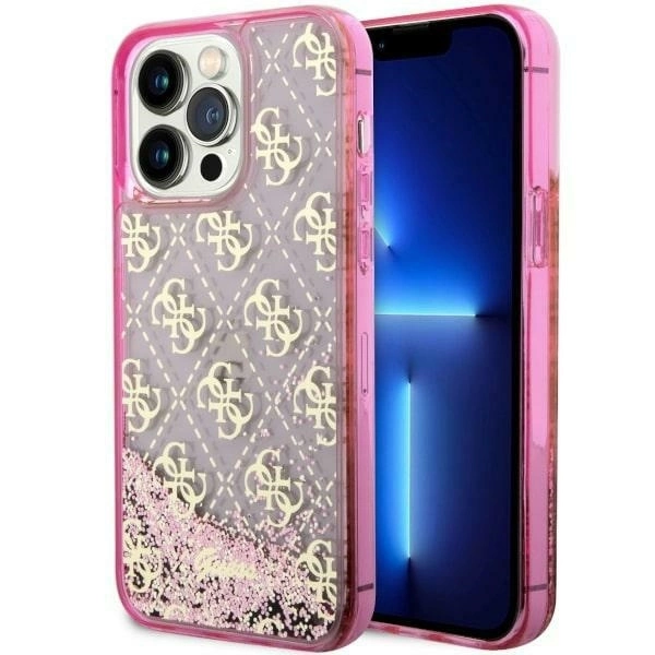 Guess GUHCP14LLC4PSGP iPhone 14 Pro 6.1" pink/pink hardcase Liquid Glitter 4G Transculent