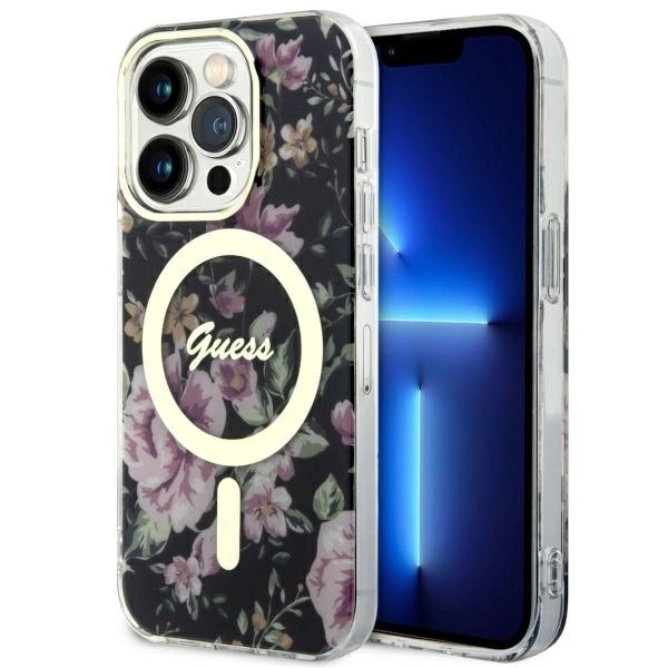 Guess GUHMP14LHCFWSK iPhone 14 Pro 6.1" black/black hardcase Flower MagSafe