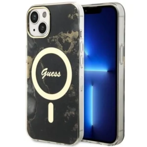 Guess GUHMP14MHTMRSK iPhone 14 Plus 6.7" black/black hardcase Golden Marble MagSafe