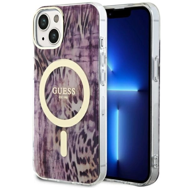 Guess Leopard MagSafe case for iPhone 14 - pink