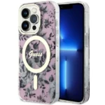 Guess GUHMP14XHCFWSP iPhone 14 Pro Max 6.7" pink/pink hardcase Flower MagSafe