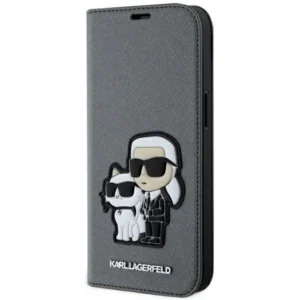 Karl Lagerfeld KLBKP14SSANKCPG iPhone 14 6.1" bookcase silver/silver Saffiano Karl & Choupette