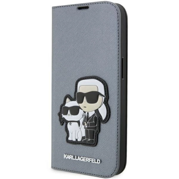 Karl Lagerfeld KLBKP14XSANKCPG iPhone 14 Pro Max 6.7" bookcase silver/silver Saffiano Karl & Choupette