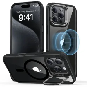 ESR - Classic Hybrid HaloLock Kickstand - iPhone 16 Pro Max - Clear Black