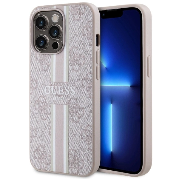 Guess GUHMP13XP4RPSP iPhone 13 Pro Max 6.7" pink/pink hardcase 4G Printed Stripes MagSafe