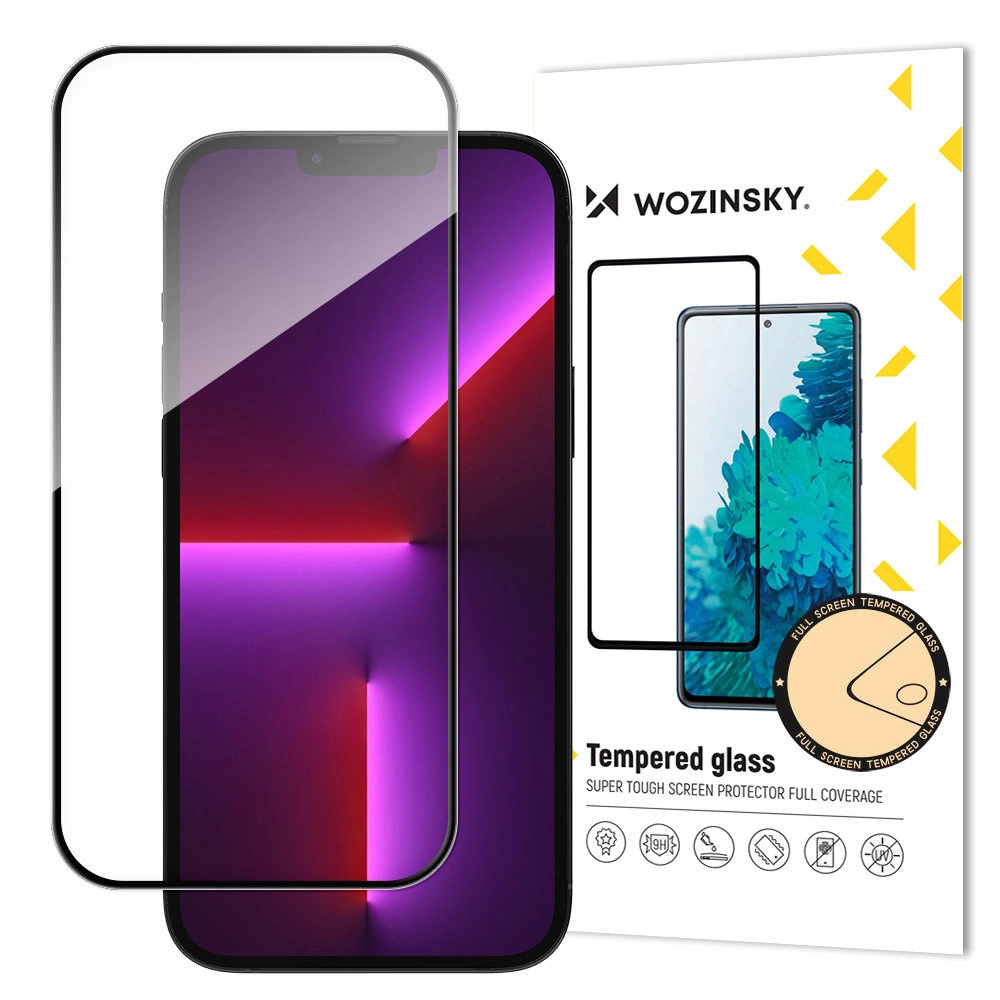 Super Durable Full Screen Tempered Glass with Frame Case Friendly Wozinsky Full Glue iPhone 15 - Black