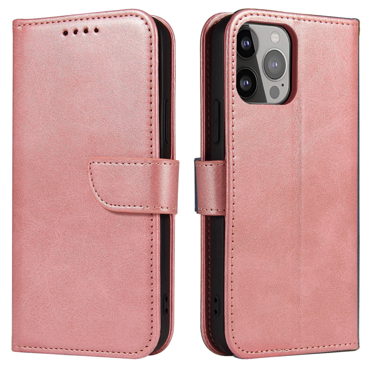 Wallet Case with Stand for iPhone 15 Pro Magnet Case - Pink