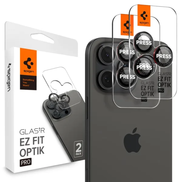 Spigen - Optik.tR EZ Fit Pro Camera Glass (2 pack) - iPhone 14 Pro / Pro Max / 15 Pro / Pro Max / 16 Pro / Pro Max - Black