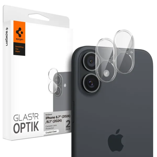 Spigen - Optik.tR Camera Glass (2 pack) - iPhone 16 / iPhone 16 Plus - Clear