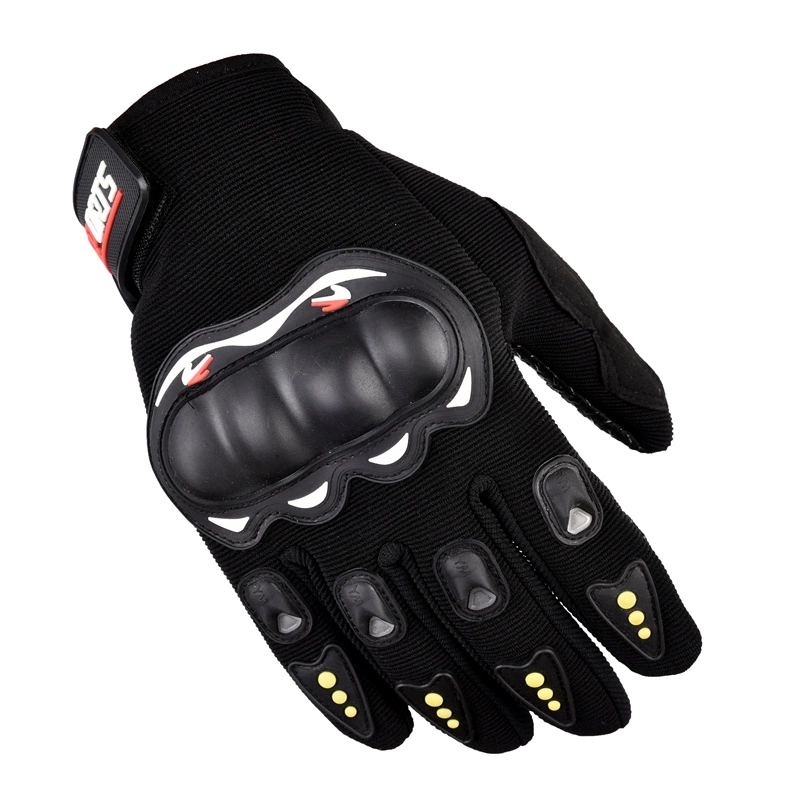 Motorcycle phone gloves with knuckle protector – black