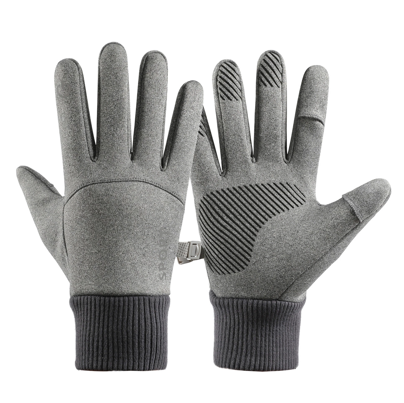 Men's insulated sports phone gloves - gray