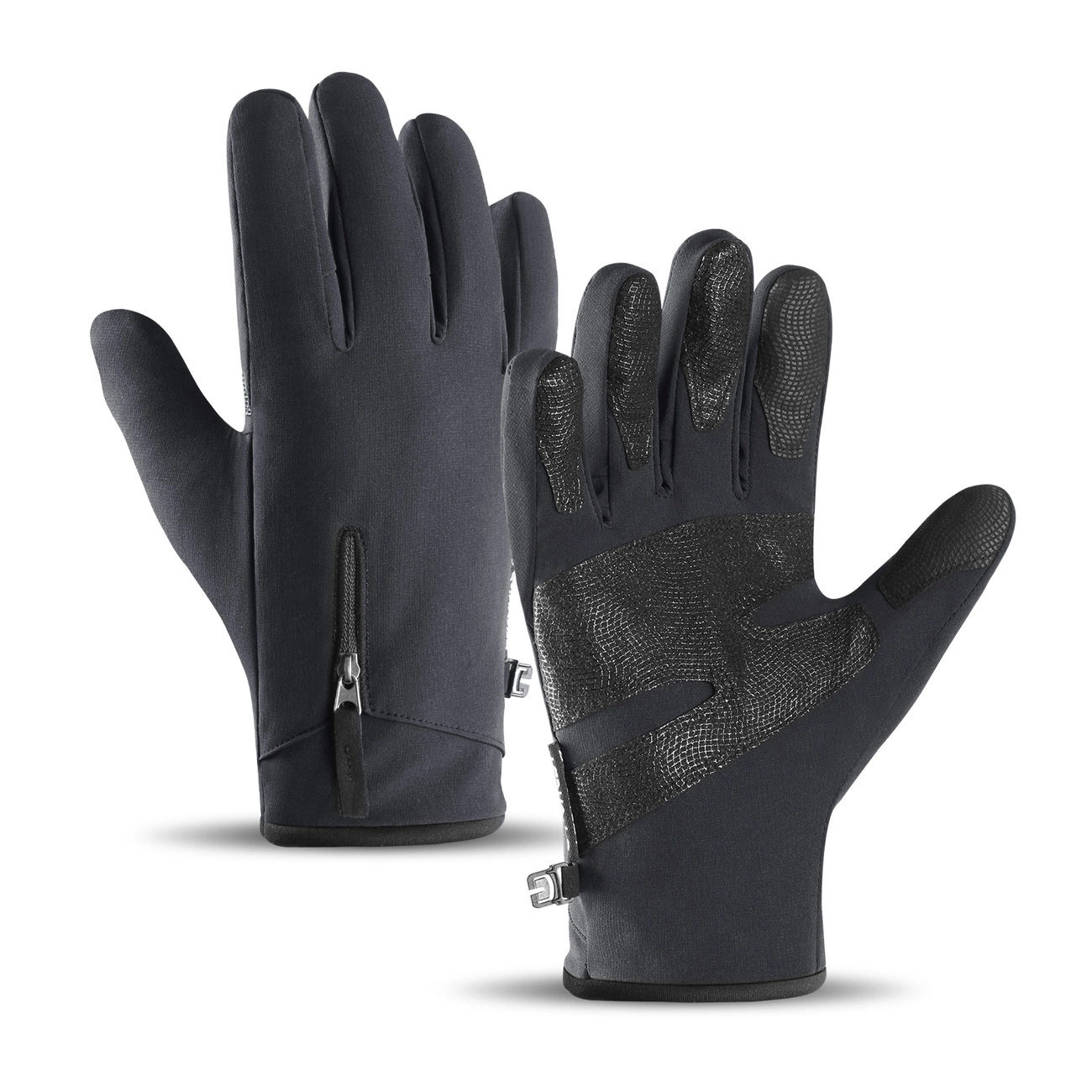 Anti-slip winter phone sports gloves (size L) - black