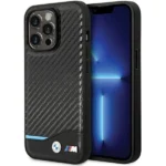 Case BMW BMHCP13L22NBCK iPhone 13 Pro / 13 6.1" black/black hardcase Leather Carbon