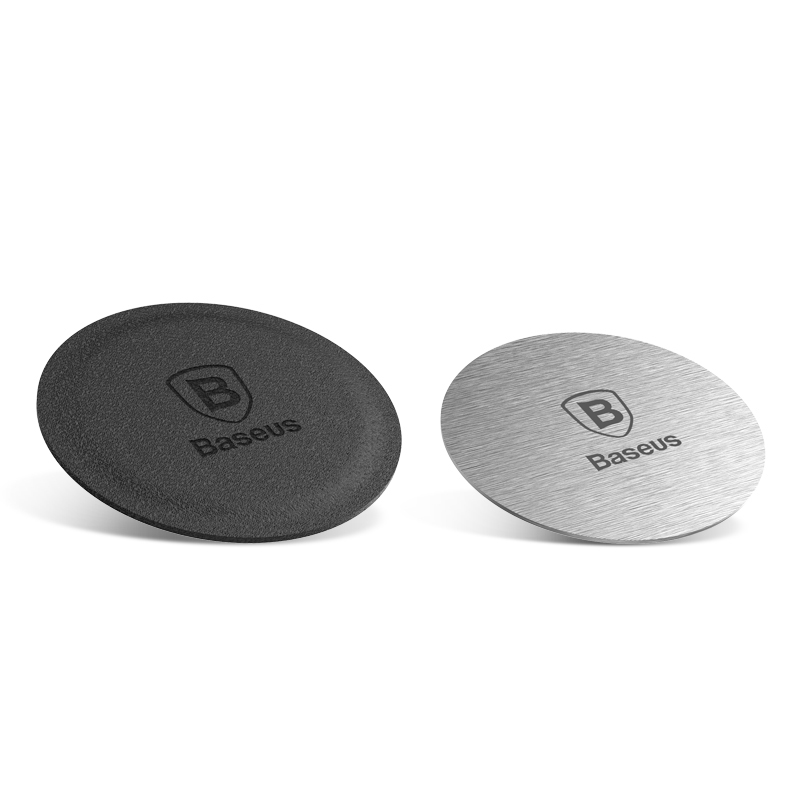 Baseus - (2 pack) Metal Plate (ACDR-A0S) - with PU Leather and Iron Suit - Black / Silver