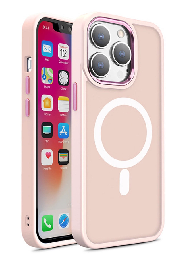 Magnetic Color Matte Case for iPhone 15 Pro Max - pink