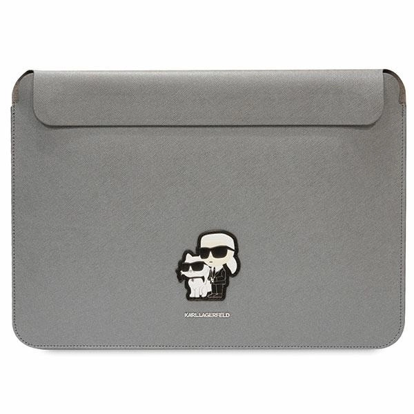 Karl Lagerfeld Saffiano Karl&Choupette case for a 16" laptop - silver