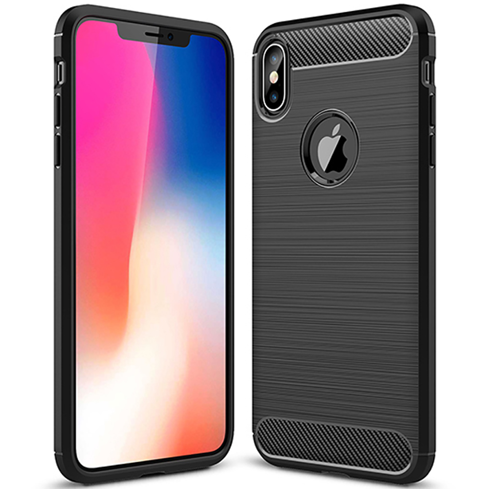 Techsuit - Carbon Silicone - iPhone XS Max - Black