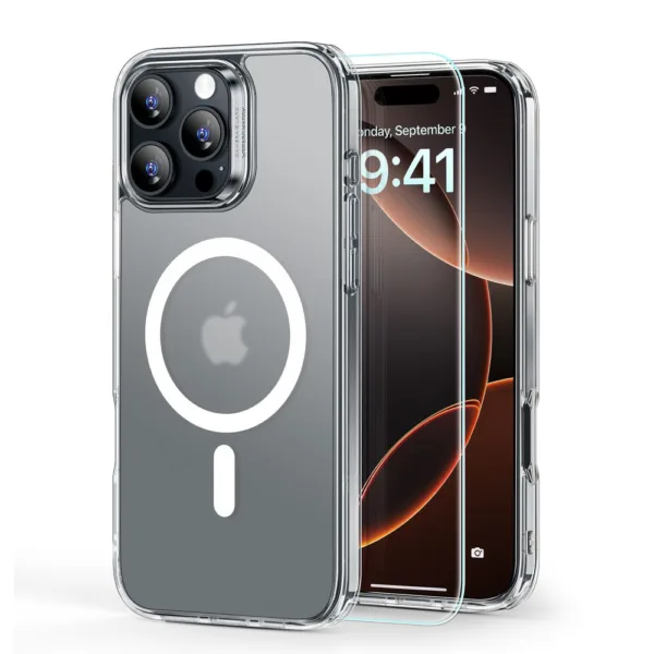 ESR - Classic Hybrid HaloLock + Screen Protector - iPhone 16 Pro - Frosted Clear